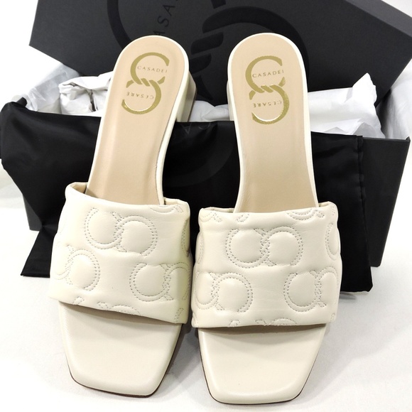 CASADEI 🇮🇹 WOMEN'S BEIGE SOFT LEATHER COMFORT MULES - Picture 10 of 10